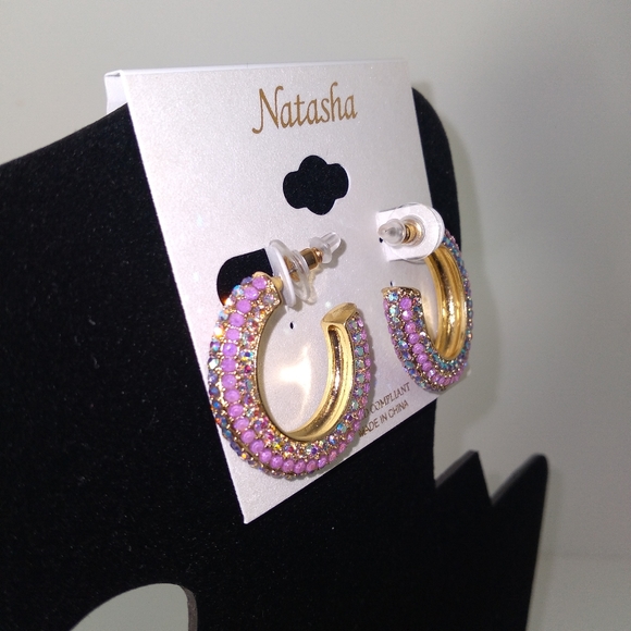 Natasha Lavender Rhinestone Loop Earrings - Picture 4 of 4